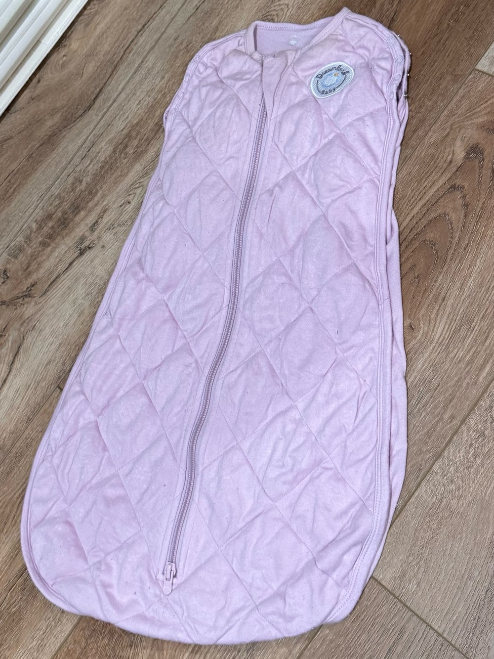 Quilted Pink Baby Sleep Sack with Front Zipper & Velcro Inside Infant